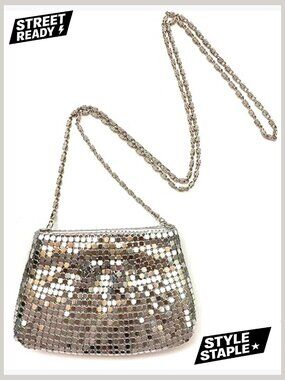 Vintage Metal Mesh Crossbody Mini Purse Coin Card Holder Chain